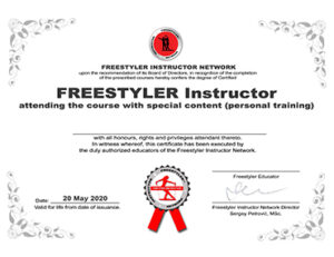 Freestyler Certificate